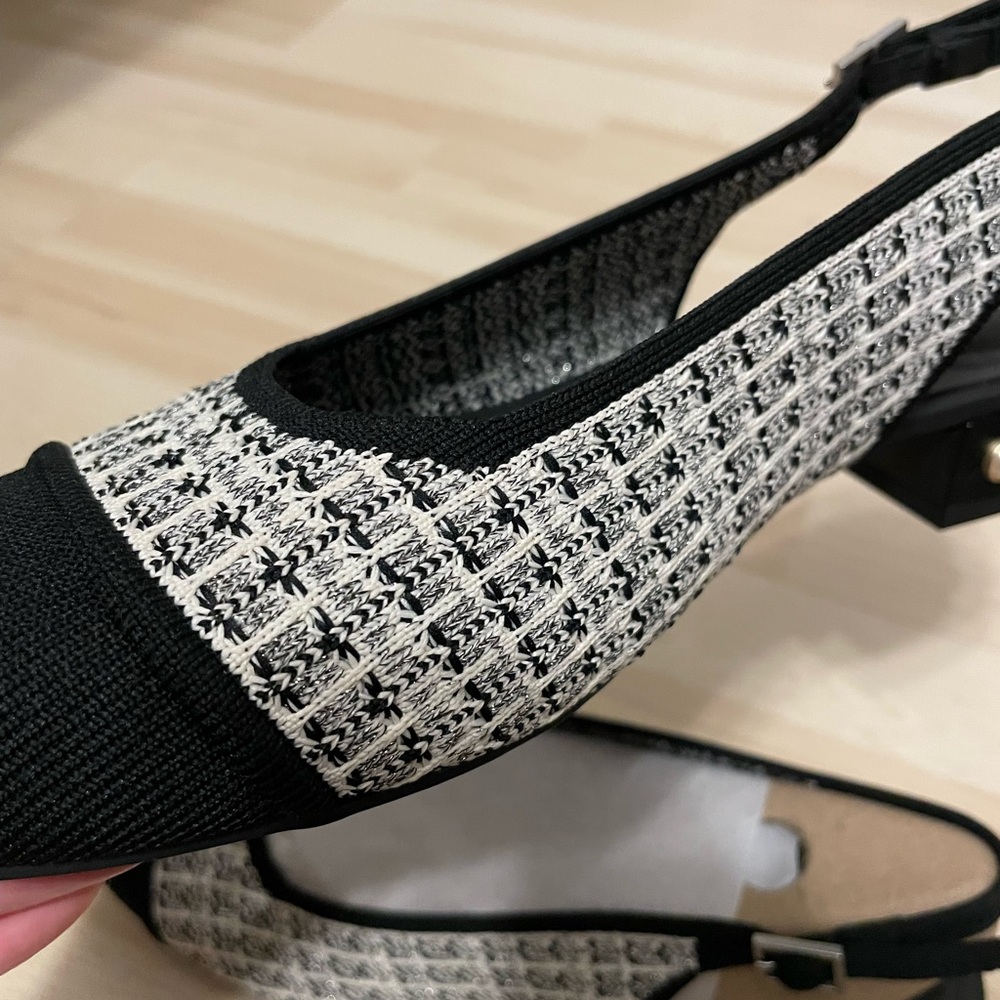 NIB Vivaia 9.5 Bethany Tweed Pearl Slingback Studded Block Ballet Flats EU 41 - Picture 8 of 13